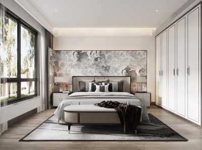 新中式卧室3D模型下载